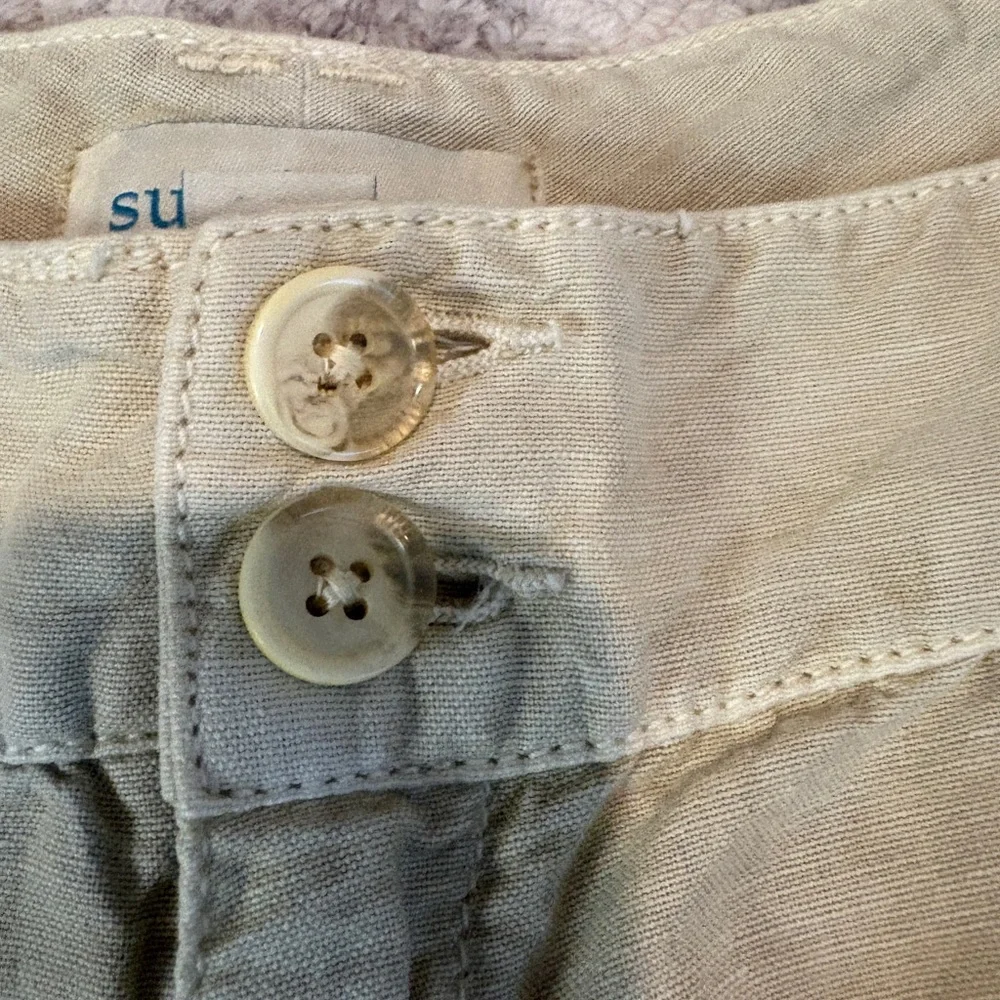 NWT Sundance Shorts Linen Cotton Blend Crochet Lace Trim Sand Beige Size 12 - Picture 4 of 10